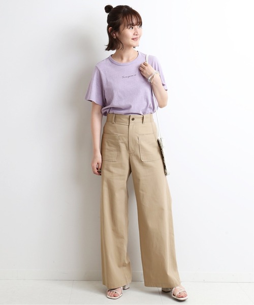 SLOBE IENA(スローブイエナ)の「On na quune vie ロゴT【手洗い可能】◆(Tシャツ/カットソー・レディース・ホワイト/チャコールグレー/ベージュ/パープル・FREE)」の16枚目の写真