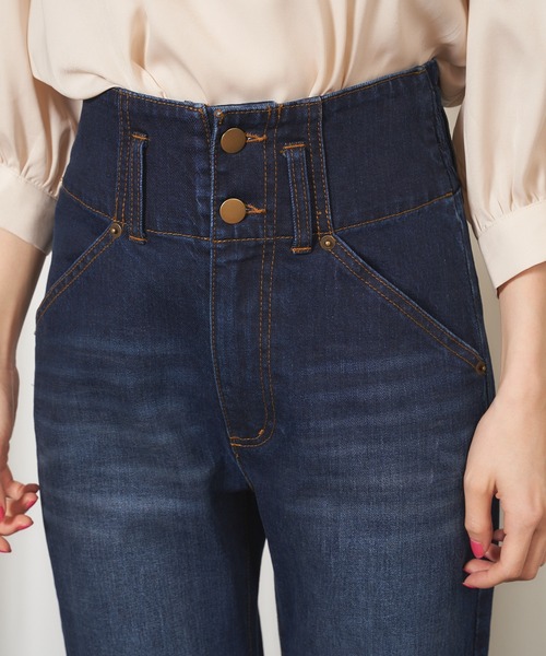 MIIA(ミーア)の「バックレースアップデニムパンツ(デニムパンツ・レディース・インディゴブルー/ブラック/グレー・FREE)」の12枚目の写真