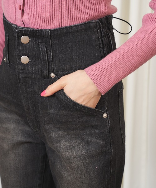 MIIA(ミーア)の「バックレースアップデニムパンツ(デニムパンツ・レディース・インディゴブルー/ブラック/グレー・FREE)」の10枚目の写真