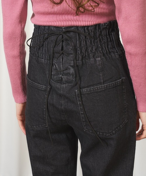 MIIA(ミーア)の「バックレースアップデニムパンツ(デニムパンツ・レディース・インディゴブルー/ブラック/グレー・FREE)」の8枚目の写真