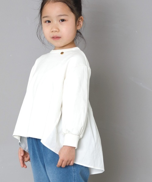 MAKE YOUR DAY（メイクユアデイ）の「後ろフリル無地長袖Tシャツ■80～140cm（Tシャツ/カットソー・キッズ・ピンク/ブラウン/アイボリー・110/100/120/80/90/140/130）」の4枚目の写真