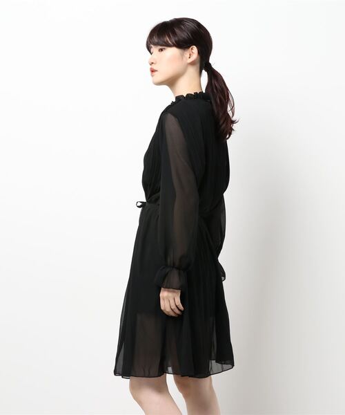 Lea sienna(リーシェンナ)の「シフォンプリーツミディ丈ワンピース(ワンピース・レディース・ブラック/オフホワイト・M/S/L/XL)」の17枚目の写真