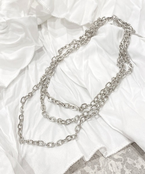 Figments（フィグメンツ）の「トリプルチェーンネックレス（ネックレス・レディース・シルバー・FREE）」の8枚目の写真