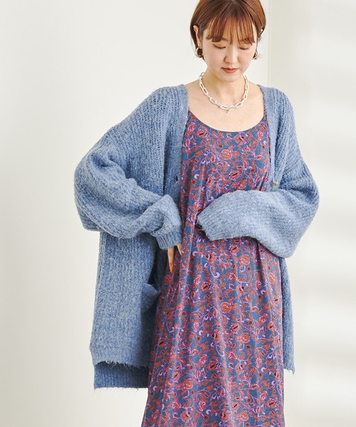 DouDou（ドゥドゥ）の「【WEB限定】Vネック畦カーディガン（カーディガン/ボレロ・レディース・ブルー/グリーン/ライトベージュ・FREE）」の3枚目の写真