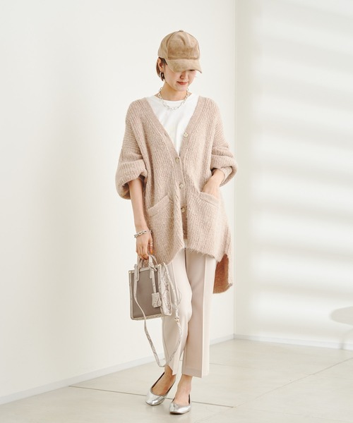 DouDou（ドゥドゥ）の「【WEB限定】Vネック畦カーディガン（カーディガン/ボレロ・レディース・ブルー/グリーン/ライトベージュ・FREE）」の14枚目の写真