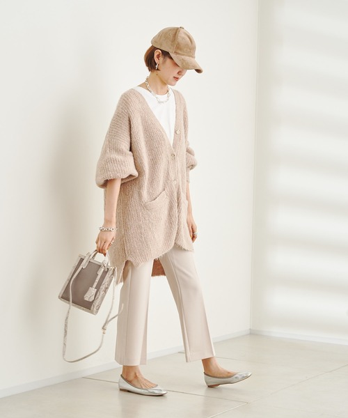 DouDou（ドゥドゥ）の「【WEB限定】Vネック畦カーディガン（カーディガン/ボレロ・レディース・ブルー/グリーン/ライトベージュ・FREE）」の16枚目の写真