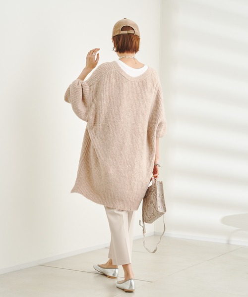 DouDou（ドゥドゥ）の「【WEB限定】Vネック畦カーディガン（カーディガン/ボレロ・レディース・ブルー/グリーン/ライトベージュ・FREE）」の18枚目の写真