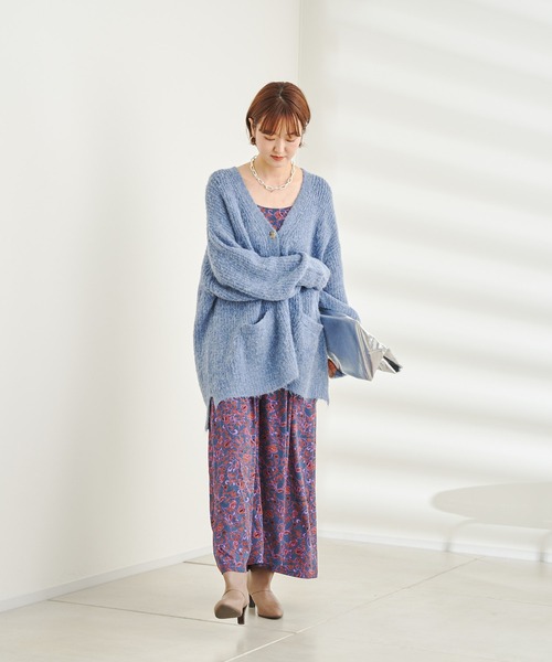 DouDou（ドゥドゥ）の「【WEB限定】Vネック畦カーディガン（カーディガン/ボレロ・レディース・ブルー/グリーン/ライトベージュ・FREE）」の8枚目の写真