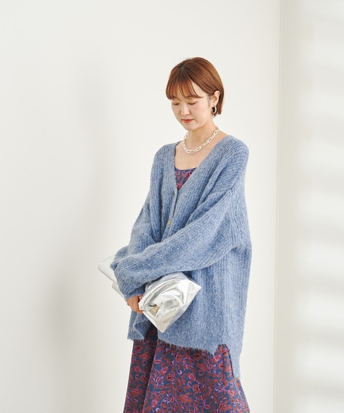 DouDou（ドゥドゥ）の「【WEB限定】Vネック畦カーディガン（カーディガン/ボレロ・レディース・ブルー/グリーン/ライトベージュ・FREE）」の11枚目の写真