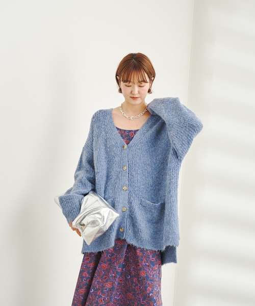 DouDou（ドゥドゥ）の「【WEB限定】Vネック畦カーディガン（カーディガン/ボレロ・レディース・ブルー/グリーン/ライトベージュ・FREE）」の12枚目の写真