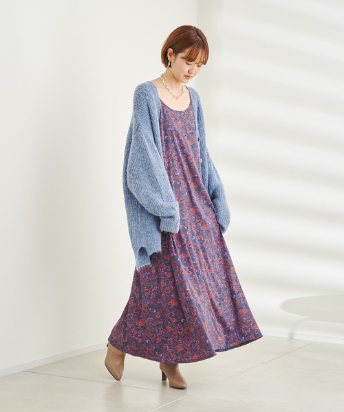 DouDou（ドゥドゥ）の「【WEB限定】Vネック畦カーディガン（カーディガン/ボレロ・レディース・ブルー/グリーン/ライトベージュ・FREE）」の4枚目の写真