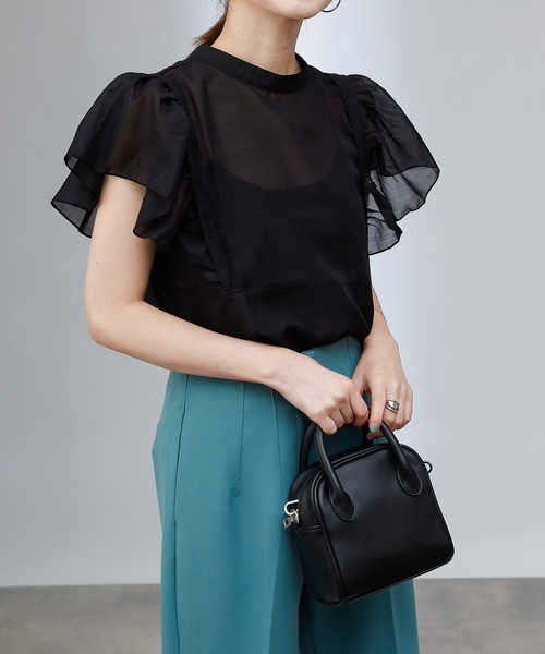 COLONY 2139(コロニートゥーワンスリーナイン)の「【WEB・一部店舗限定】肩フリルシアーブラウス(シャツ/ブラウス・レディース・グレイッシュベージュ/オフホワイト/ブラック/ライトベージュ・FREE)」の1枚目の写真