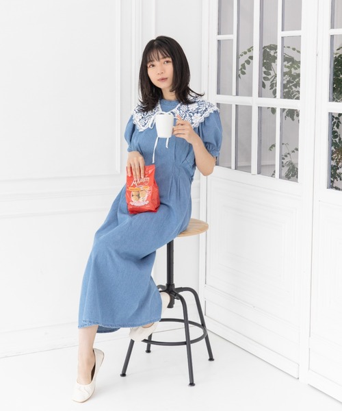 Mysa&Liina(ミーサリーナ)の「ウエストタックデニムワンピ(ワンピース・レディース・ブラック/インディゴブルー/ブルー・M)」の12枚目の写真