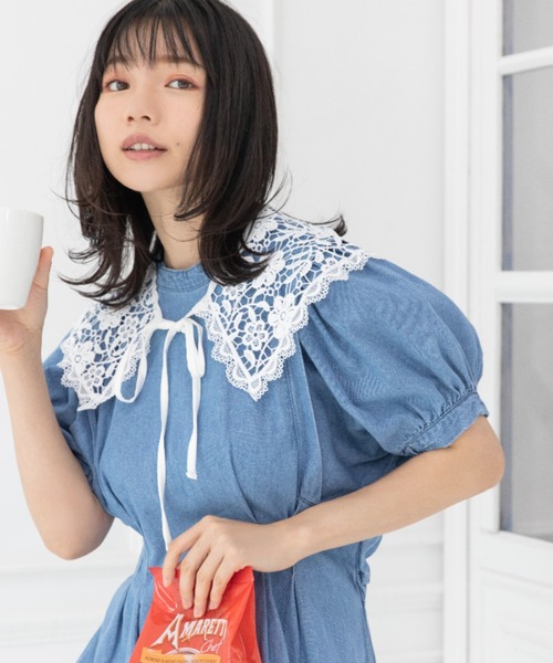 Mysa&Liina(ミーサリーナ)の「ウエストタックデニムワンピ(ワンピース・レディース・ブラック/インディゴブルー/ブルー・M)」の7枚目の写真