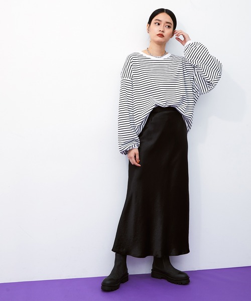 ADAM ET ROPE'（アダムエロペ）の「マーメイドラインサテンスカート（スカート・レディース・ホワイト/ブラック/ピンク・38/36）」の6枚目の写真