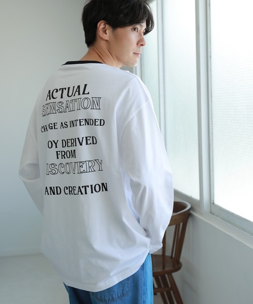 LAKOLE（ラコレ）の「【UNISEX】クレリックロングTシャツ / 228198（Tシャツ/カットソー・メンズ・ベージュ/パープル/ホワイト・LARGE/MEDIUM）」の2枚目の写真