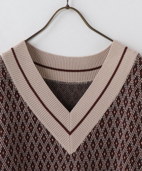 frames RAY CASSIN（フレームスレイカズン）の「【WEB限定】ジャガードニットベスト（ベスト・レディース・ブラック/ブラウン・FREE）」の19枚目の写真