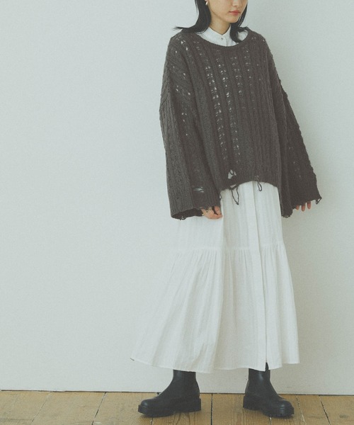 forksy.】透かし編みプルオーバーニット forksy.│MONO-MART