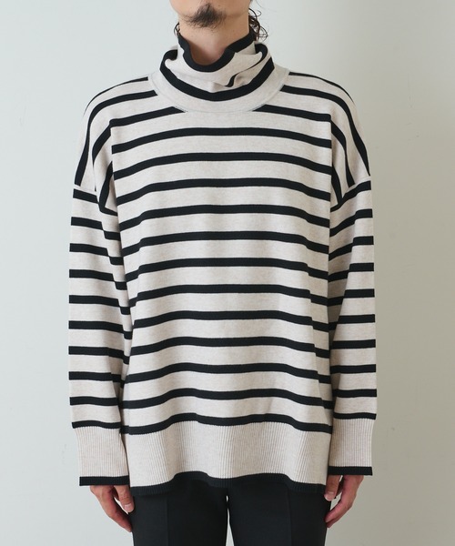 Lui's（ルイス）の「ミラノリブボーダータートルニット（ニット/セーター・メンズ・ホワイト/チャコールグレー/ブラック・FREE）」の11枚目の写真