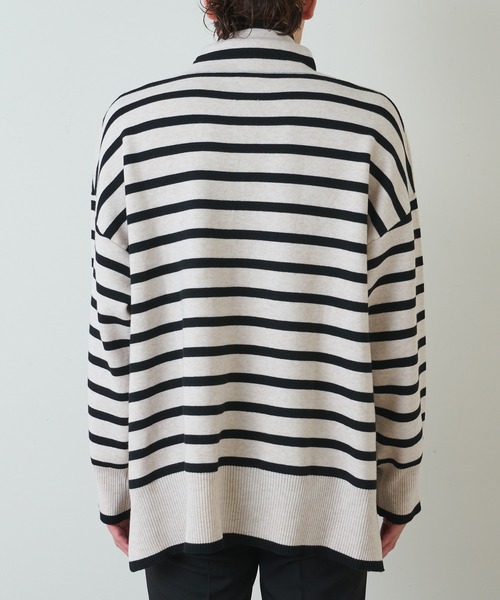 Lui's（ルイス）の「ミラノリブボーダータートルニット（ニット/セーター・メンズ・ホワイト/チャコールグレー/ブラック・FREE）」の13枚目の写真