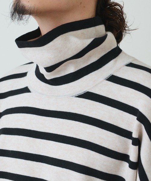 Lui's（ルイス）の「ミラノリブボーダータートルニット（ニット/セーター・メンズ・ホワイト/チャコールグレー/ブラック・FREE）」の15枚目の写真