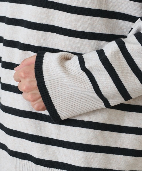 Lui's（ルイス）の「ミラノリブボーダータートルニット（ニット/セーター・メンズ・ホワイト/チャコールグレー/ブラック・FREE）」の16枚目の写真