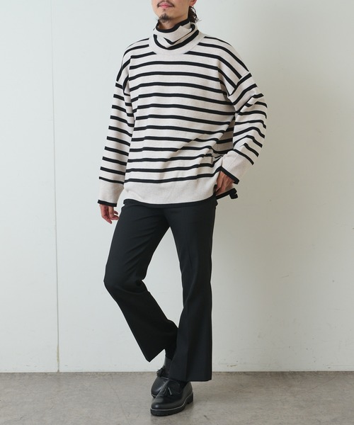 Lui's（ルイス）の「ミラノリブボーダータートルニット（ニット/セーター・メンズ・ホワイト/チャコールグレー/ブラック・FREE）」の18枚目の写真