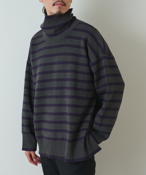 Lui's（ルイス）の「ミラノリブボーダータートルニット（ニット/セーター・メンズ・ホワイト/チャコールグレー/ブラック・FREE）」の21枚目の写真