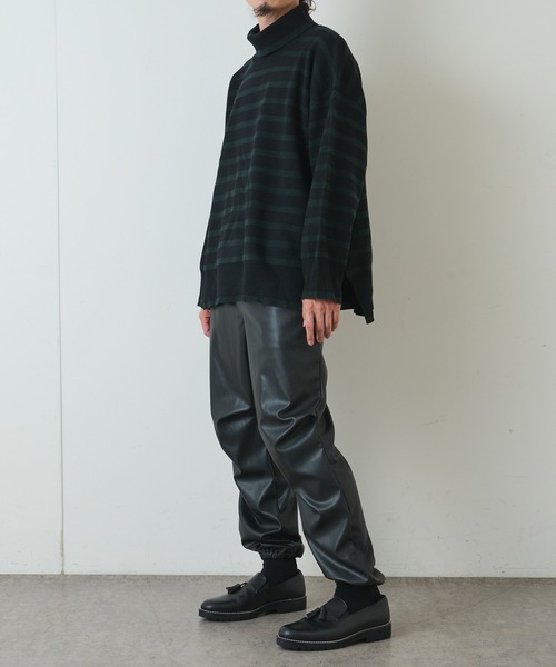 Lui's（ルイス）の「ミラノリブボーダータートルニット（ニット/セーター・メンズ・ホワイト/チャコールグレー/ブラック・FREE）」の9枚目の写真