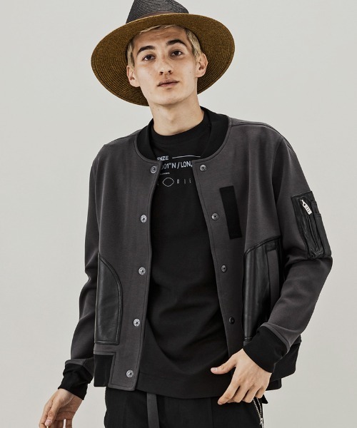 C DIEM（カルペディエム）の「mj8220-STRICH LEATHER AWARD JKT ジャケット（ブルゾン・メンズ・ブラック/チャコール・S/M/L）」の10枚目の写真