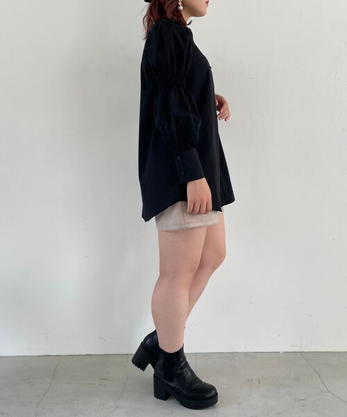 MAJESTIC LEGON（マジェスティックレゴン）の「コンシャススリーブシャツ（シャツ/ブラウス・レディース・ブラック/オフホワイト・SMALL/MEDIUM）」の9枚目の写真