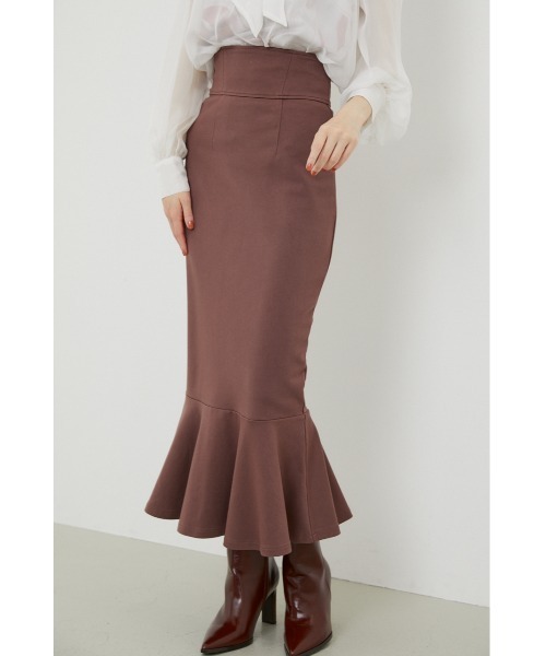 rienda（リエンダ）の「カットマーメイドハイウエストスカート（スカート・レディース・ブラック/ブラウン/スモークピンク/グリーン・SMALL/MEDIUM）」の4枚目の写真