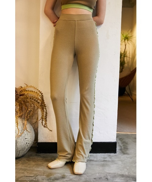 SLY（スライ）の「Sly Skin WOOL MIX FLARE PT ウールミックスフレア パンツ（ルームウェア/パジャマ・レディース・ライトグリーン/ベージュ・2/1）」の12枚目の写真