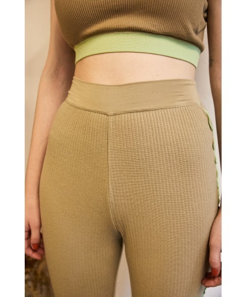 SLY（スライ）の「Sly Skin WOOL MIX FLARE PT ウールミックスフレア パンツ（ルームウェア/パジャマ・レディース・ライトグリーン/ベージュ・2/1）」の9枚目の写真