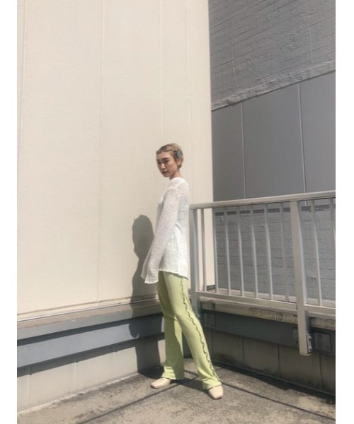 SLY（スライ）の「Sly Skin WOOL MIX FLARE PT ウールミックスフレア パンツ（ルームウェア/パジャマ・レディース・ライトグリーン/ベージュ・2/1）」の19枚目の写真