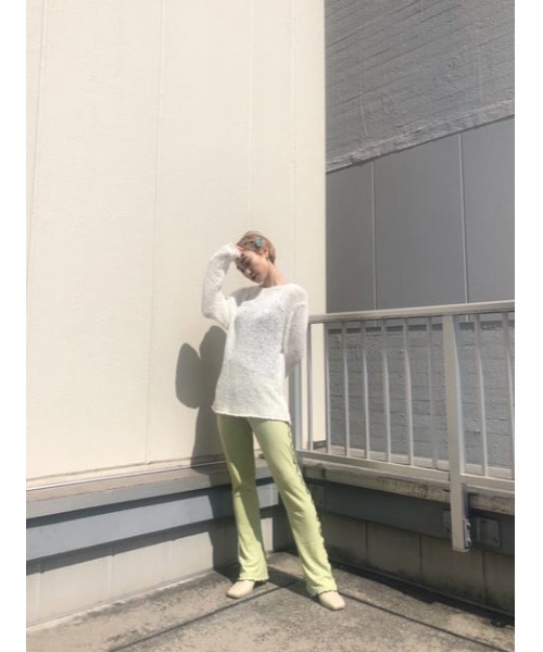 SLY（スライ）の「Sly Skin WOOL MIX FLARE PT ウールミックスフレア パンツ（ルームウェア/パジャマ・レディース・ライトグリーン/ベージュ・2/1）」の20枚目の写真