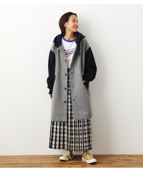 RODEO CROWNS WIDE BOWL（ロデオクラウンズワイドボウル）の「ニットメルトンフーデッドコート（チェスターコート・レディース・イエロー系その他/レディッシュグレー/ベージュ系その他/ブラック・FREE）」の3枚目の写真