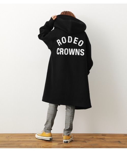 RODEO CROWNS WIDE BOWL（ロデオクラウンズワイドボウル）の「ニットメルトンフーデッドコート（チェスターコート・レディース・イエロー系その他/レディッシュグレー/ベージュ系その他/ブラック・FREE）」の5枚目の写真