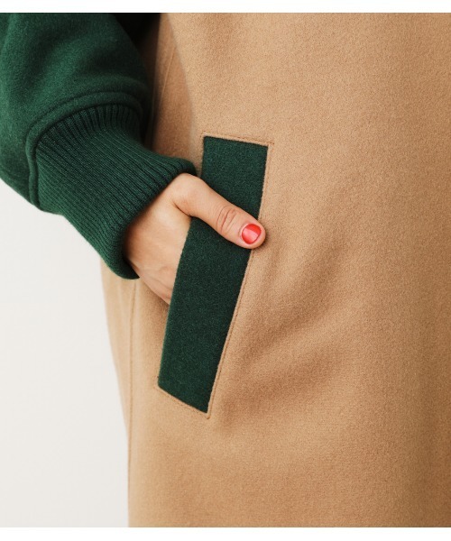 RODEO CROWNS WIDE BOWL（ロデオクラウンズワイドボウル）の「ニットメルトンフーデッドコート（チェスターコート・レディース・イエロー系その他/レディッシュグレー/ベージュ系その他/ブラック・FREE）」の8枚目の写真