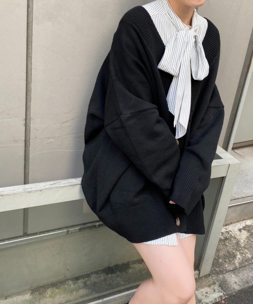 one after another NICE CLAUP（ワンアフターアナザーナイスクラップ）の「【WEB限定商品】ビッグシルエットカーディガン（カーディガン/ボレロ・レディース・ブラック/ベージュ/アイボリー/モカ・FREE）」の2枚目の写真