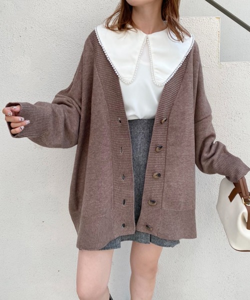 one after another NICE CLAUP（ワンアフターアナザーナイスクラップ）の「【WEB限定商品】ビッグシルエットカーディガン（カーディガン/ボレロ・レディース・ブラック/ベージュ/アイボリー/モカ・FREE）」の3枚目の写真