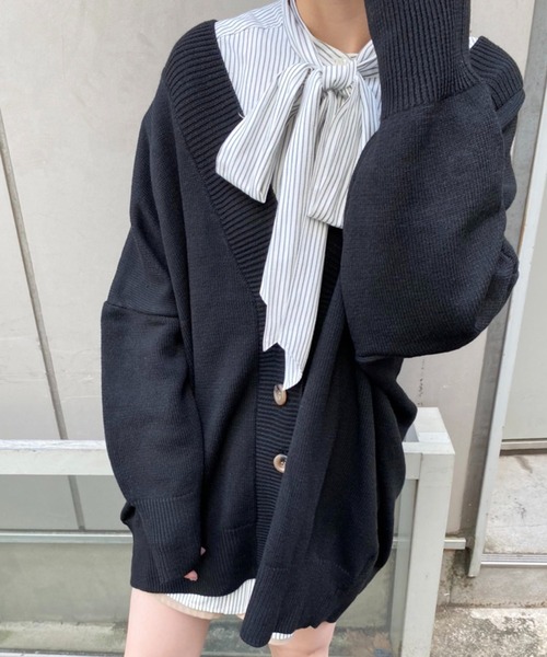 one after another NICE CLAUP（ワンアフターアナザーナイスクラップ）の「【WEB限定商品】ビッグシルエットカーディガン（カーディガン/ボレロ・レディース・ブラック/ベージュ/アイボリー/モカ・FREE）」の16枚目の写真