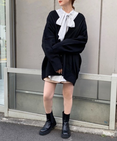 one after another NICE CLAUP（ワンアフターアナザーナイスクラップ）の「【WEB限定商品】ビッグシルエットカーディガン（カーディガン/ボレロ・レディース・ブラック/ベージュ/アイボリー/モカ・FREE）」の12枚目の写真