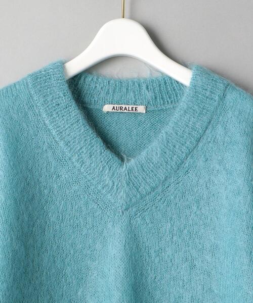 AURALEE(オーラリー)の「<AURALEE>モヘヤミックス Vネックニット プルオーバー Ψ(ニット/セーター・レディース・グレー/ターコイズブルー・1)」の6枚目の写真