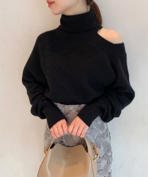 snidel ラクーンアシメニットプルオーバー Sustainableアシメニットプルオーバー(ニット)｜トップス