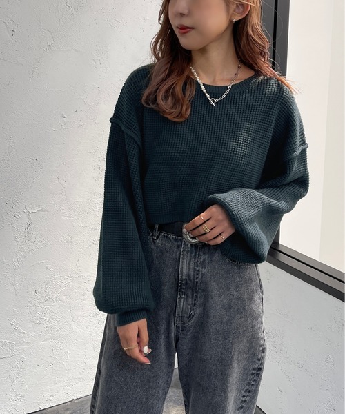 apres jour mignon(アプレジュールミニョン)の「切り替えデザインショートニット【ZOZOTOWN限定アイテム】(ニット/セーター・レディース・アイボリー/ダークブルー/ブラック/マスタード・X-LARGE/フリー)」の19枚目の写真