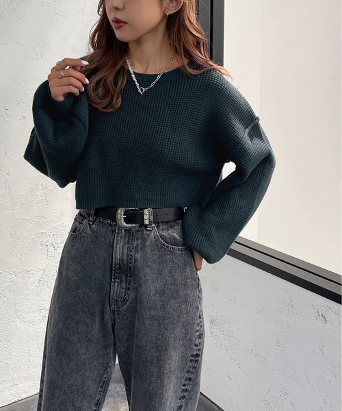 apres jour mignon(アプレジュールミニョン)の「切り替えデザインショートニット【ZOZOTOWN限定アイテム】(ニット/セーター・レディース・アイボリー/ダークブルー/ブラック/マスタード・X-LARGE/フリー)」の20枚目の写真