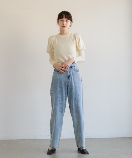 idem（イデム）の「loose denim/ワイドシルエットルーズデニムパンツ（デニムパンツ・レディース・カーキ/ブルー・SMALL/FREE）」の22枚目の写真