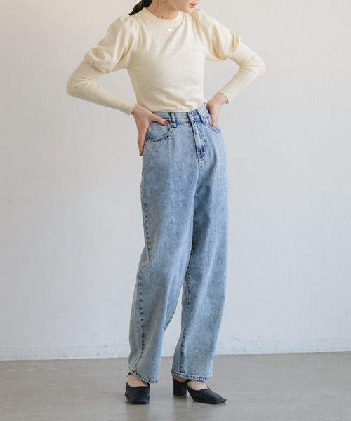 idem（イデム）の「loose denim/ワイドシルエットルーズデニムパンツ（デニムパンツ・レディース・カーキ/ブルー・SMALL/FREE）」の21枚目の写真