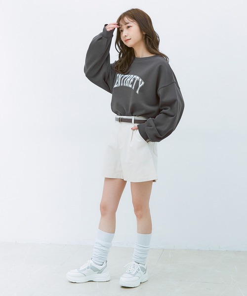 Honeys（ハニーズ）の「カレッジロゴトレーナー（スウェット・レディース・杢グレー/スミクロ/ミント/アイボリー・S/L/M）」の8枚目の写真